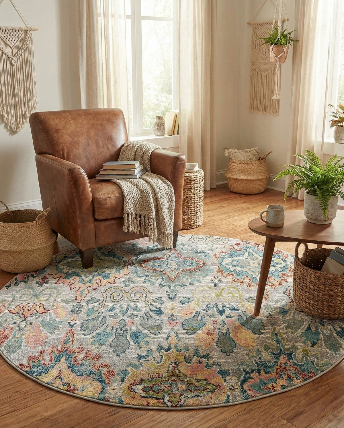 Savannah Elegance Collection Area Rug -  Forsyth Round Multi  lifestyle 145