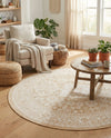 Tribal Terrace Treasures Collection Area Rug -  Incan Isle (Natural) Round Natural  lifestyle 32