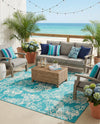 Seaside Haven Rugs Collection Area Rug -  Seaside Square Teal  lifestyle 70