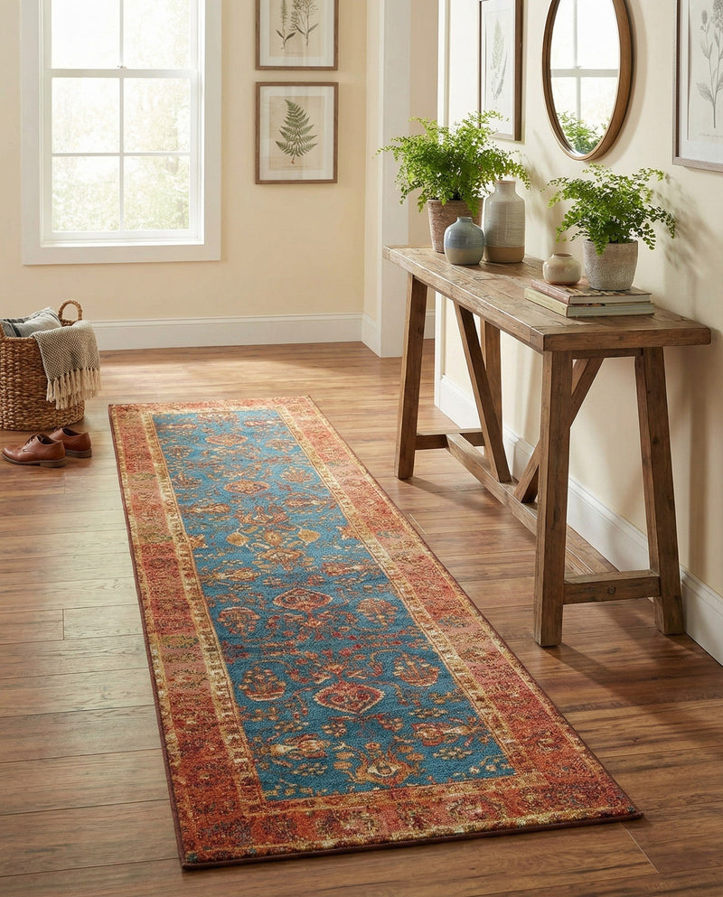 Patio Heritage Collection Area Rug -  Pavilion Runner Navy Blue  lifestyle 50