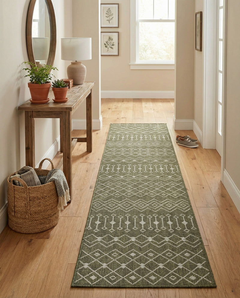 Savannah Pergola Collection Area Rug -  Pergola (Green) Runner Green  lifestyle 57