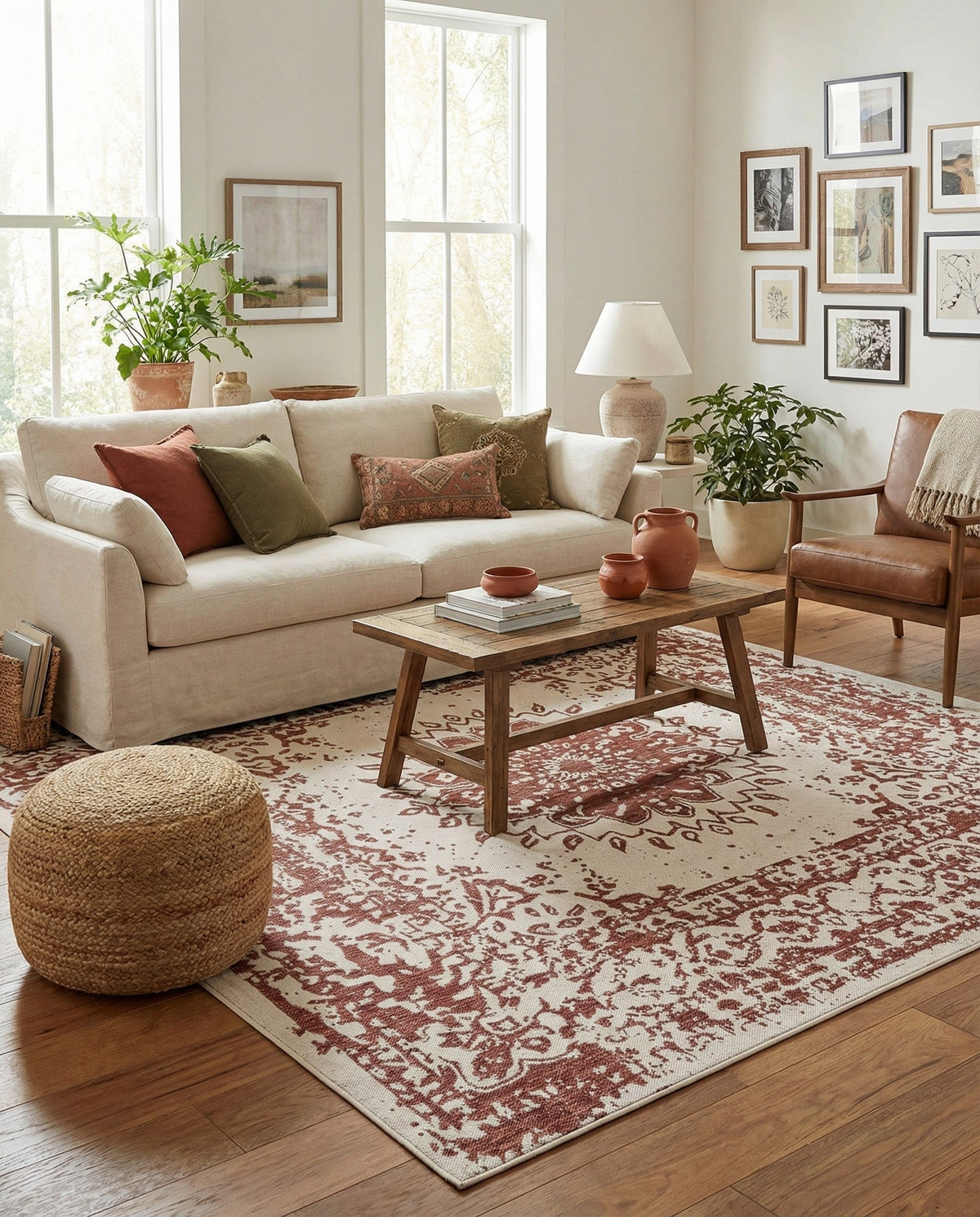 Patio Heritage Collection Area Rug -  Lafayette (Rust Red) Square Rust Red  lifestyle 66