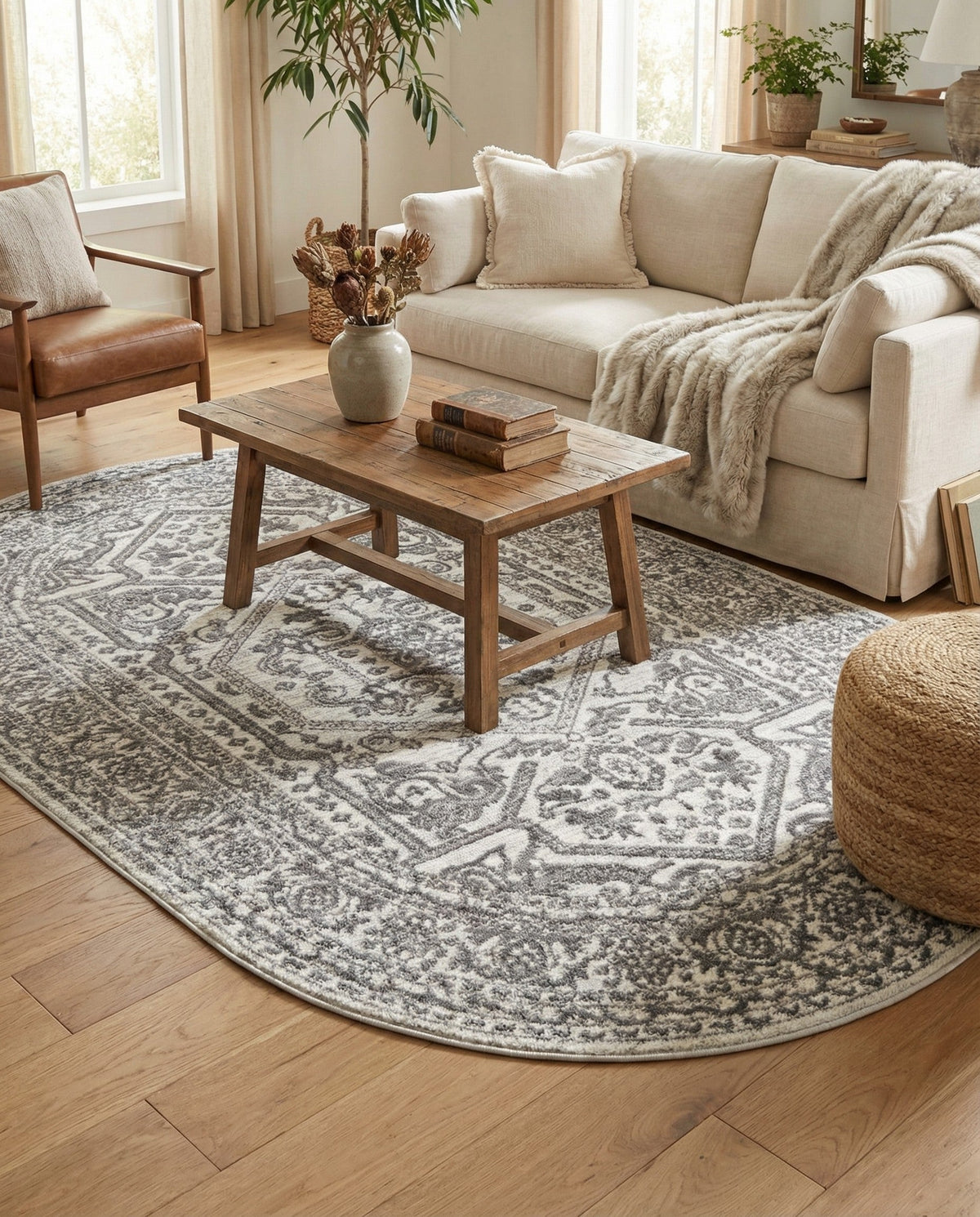 Charleston Elegance Collection Area Rug - Harborview Oval White  lifestyle 199