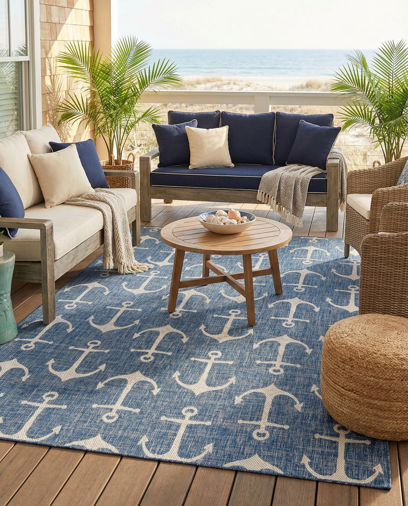 Seaside Haven Rugs Collection Area Rug - Sapphire (Blue) Rectangle Blue  lifestyle 16