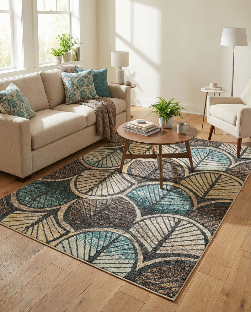 Outdoor Marrakesh Collection Area Rug -  Rabat Rectangle Gray Blue Ivory  lifestyle 5