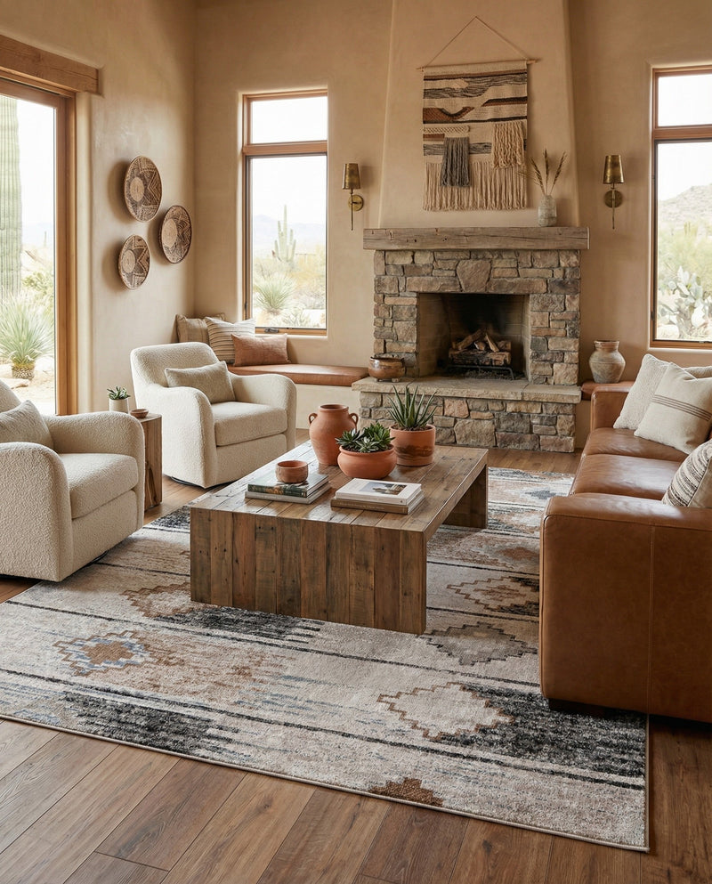 Desert Modern Eco Rug Series Collection Area Rug -  Taos Rectangle Ivory  lifestyle 10