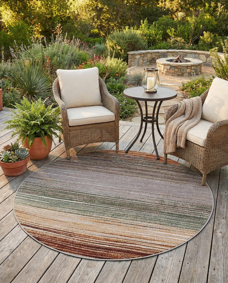 Urban Terrace Collection Area Rug -  Corsica Round Multi  lifestyle 51