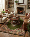 Tabriz Tapestry Collection Area Rug - Azerbaijan (Green) Rectangle Green  lifestyle 10