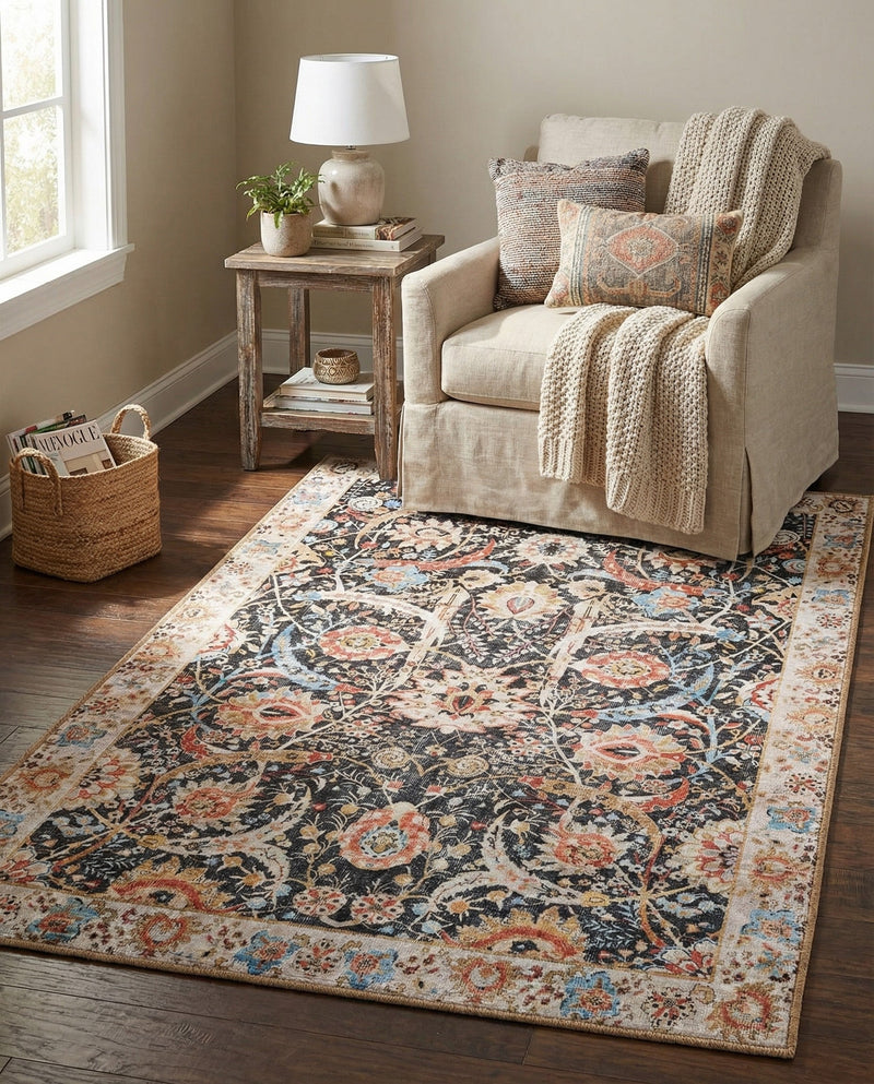 Heritage Elegance Collection Area Rug -  Topkapi Rectangle Black  lifestyle 39