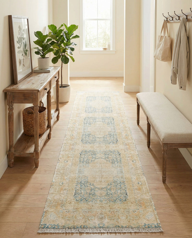 Bazaar Chic Collection Area Rug -  Kenitra Runner Blue and Ivory  lifestyle 28