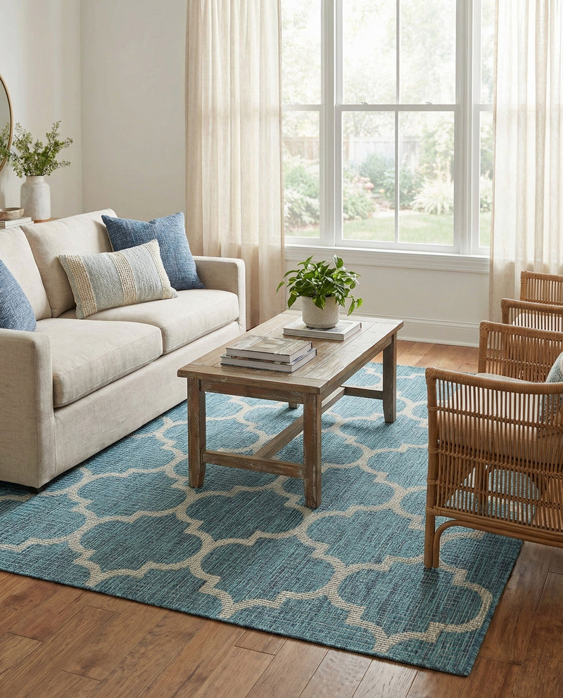 Savannah Pergola Collection Area Rug - Arbor (Teal) Rectangle Teal  lifestyle 26