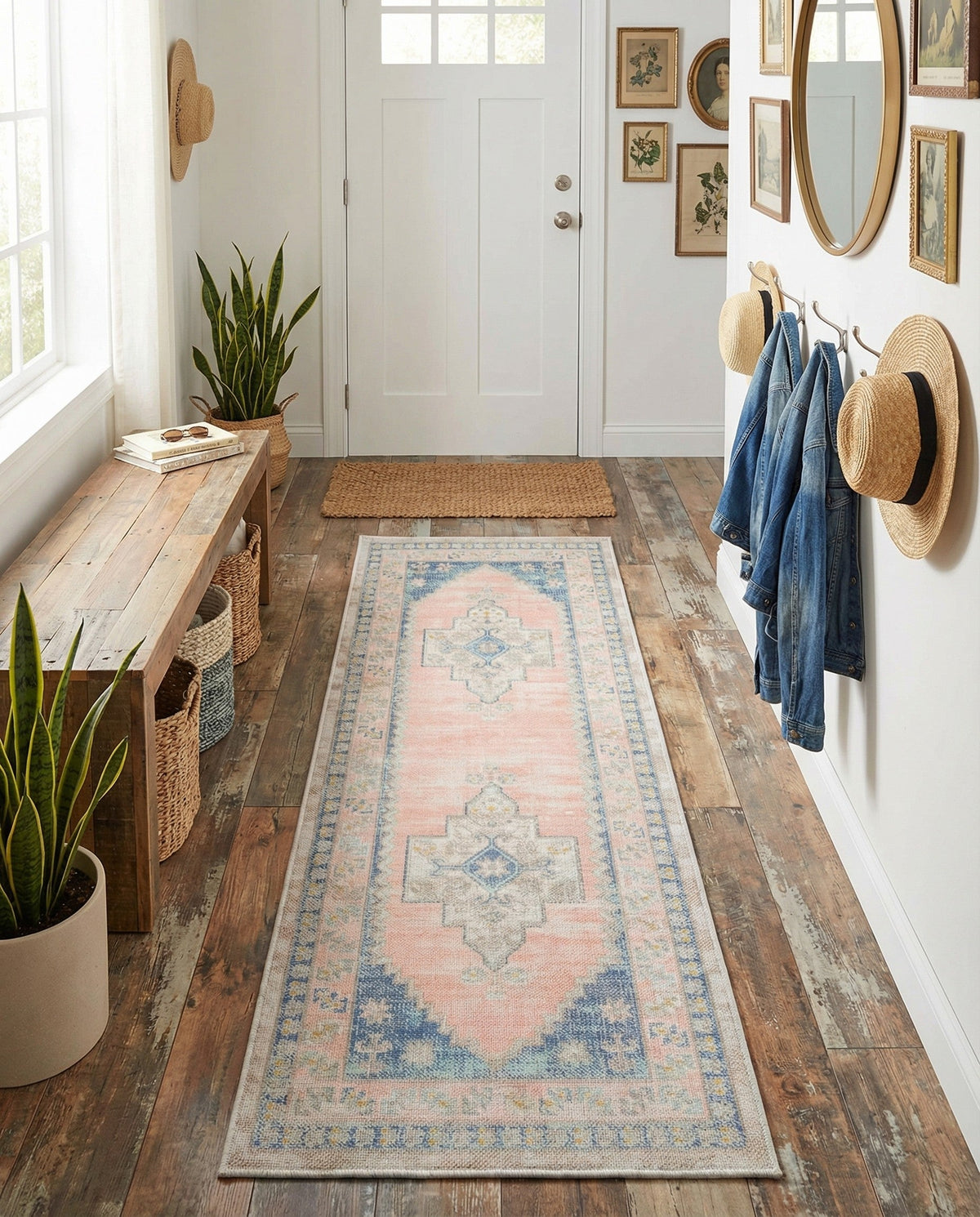 Savannah Series Collection Area Rug -  Augusta (French Blue) Runner French Blue  lifestyle 83