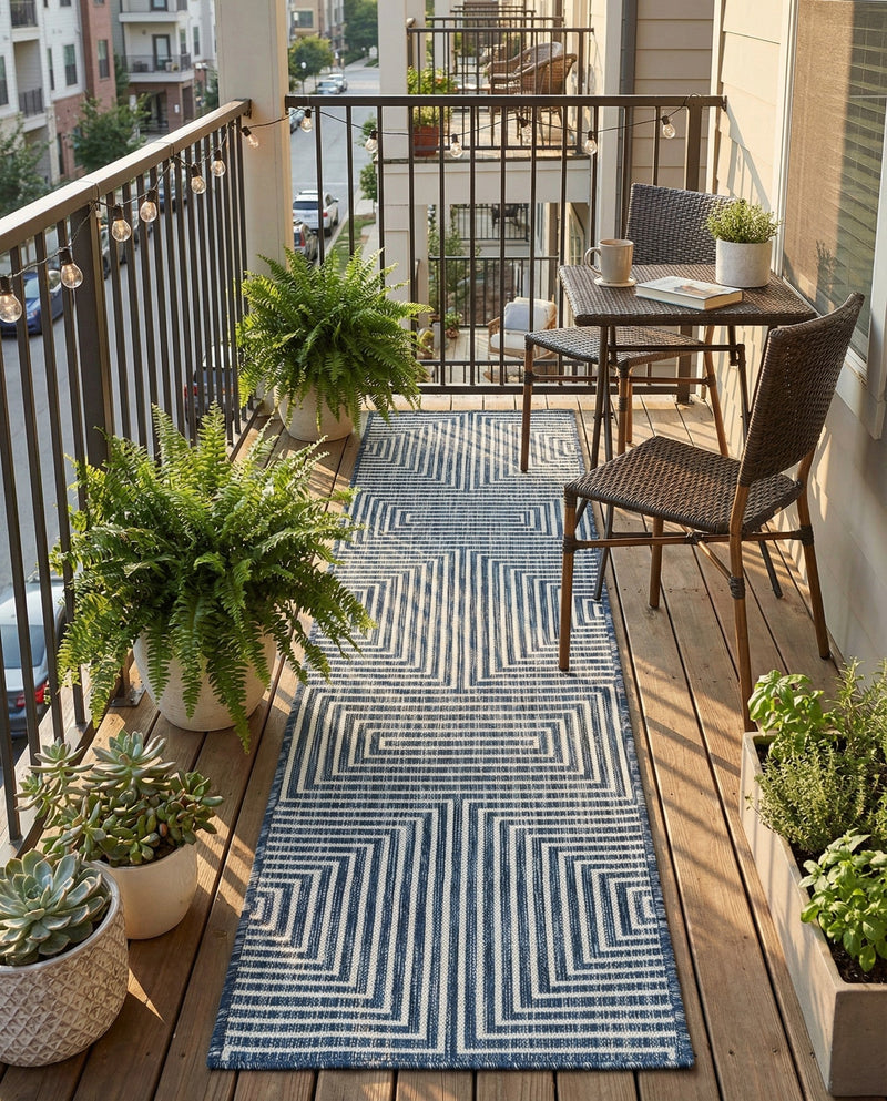 Urban Terrace Collection Area Rug -  Astoria (Blue) Runner Blue  lifestyle 46