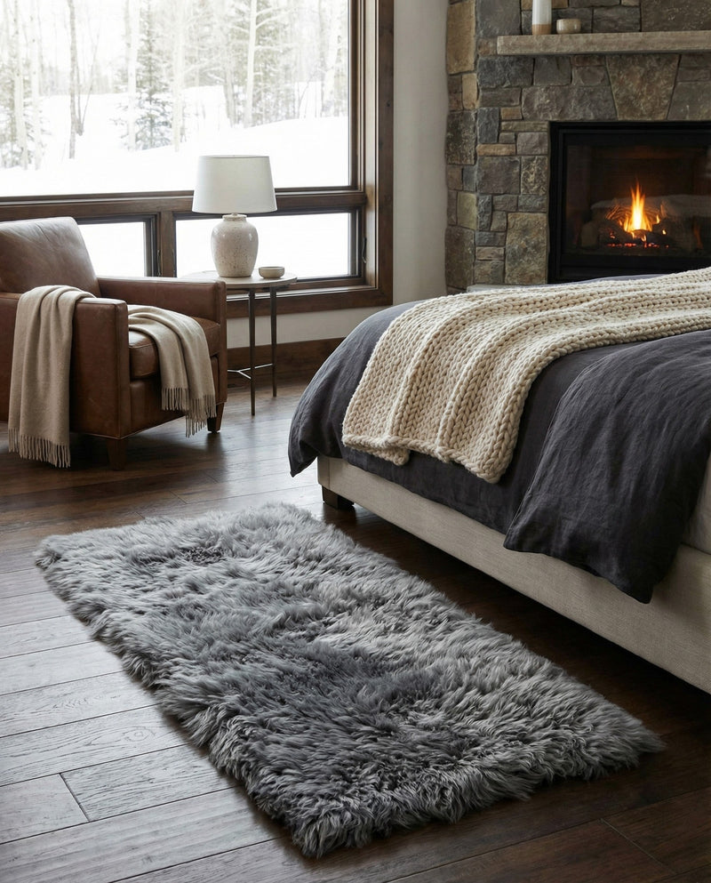 Lambskin Haven Collection Area Rug - Fleeceville Runner Gray  lifestyle 41