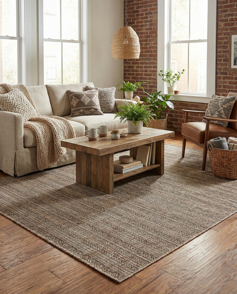 Seaside Stripes Collection Area Rug -  Boardwalk (Natural) Rectangle Natural  lifestyle 22