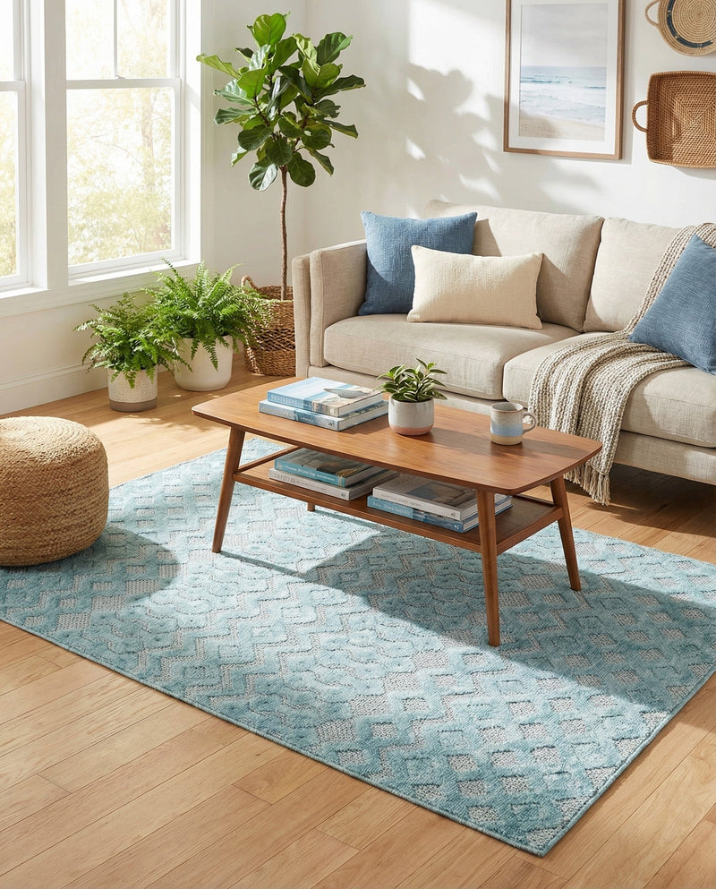 Garden Lattice Charm Collection Area Rug -  Pergola (Aqua) Rectangle Aqua  lifestyle 11