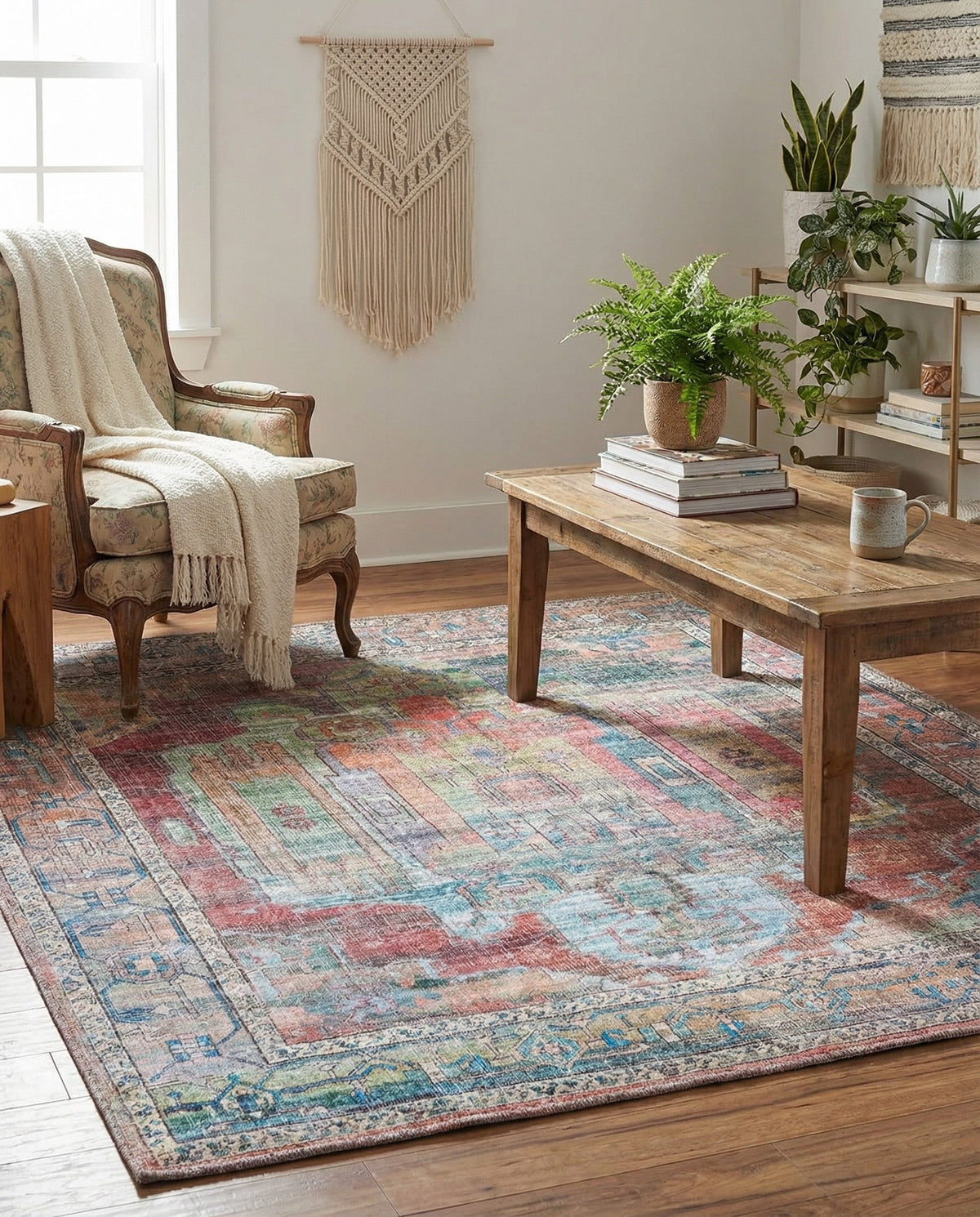 Zahara Oasis Collection Area Rug - Sahara Square Multi  lifestyle 89