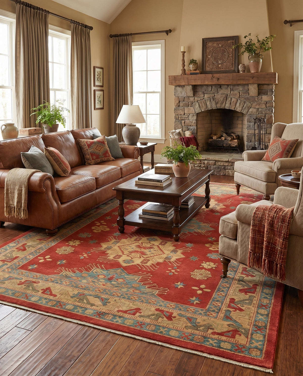 Persian Elegance Collection Area Rug - Isfahan Rectangle Red  lifestyle 16