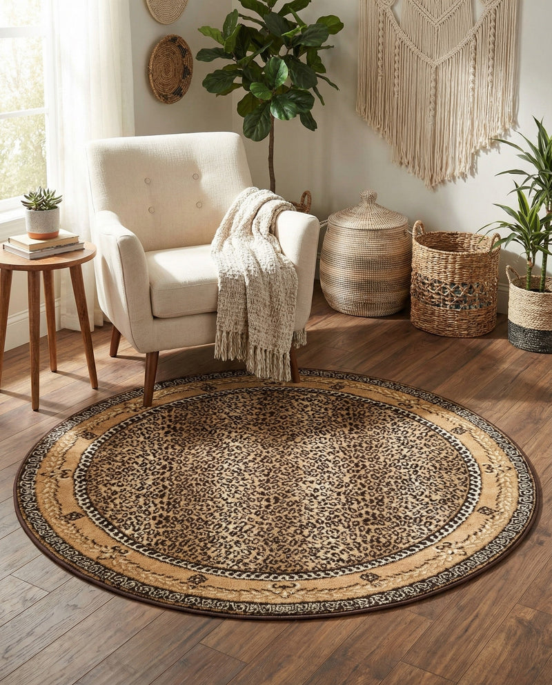 Savannah Sojourn Collection Area Rug -  Limpopo Round Brown  lifestyle 61