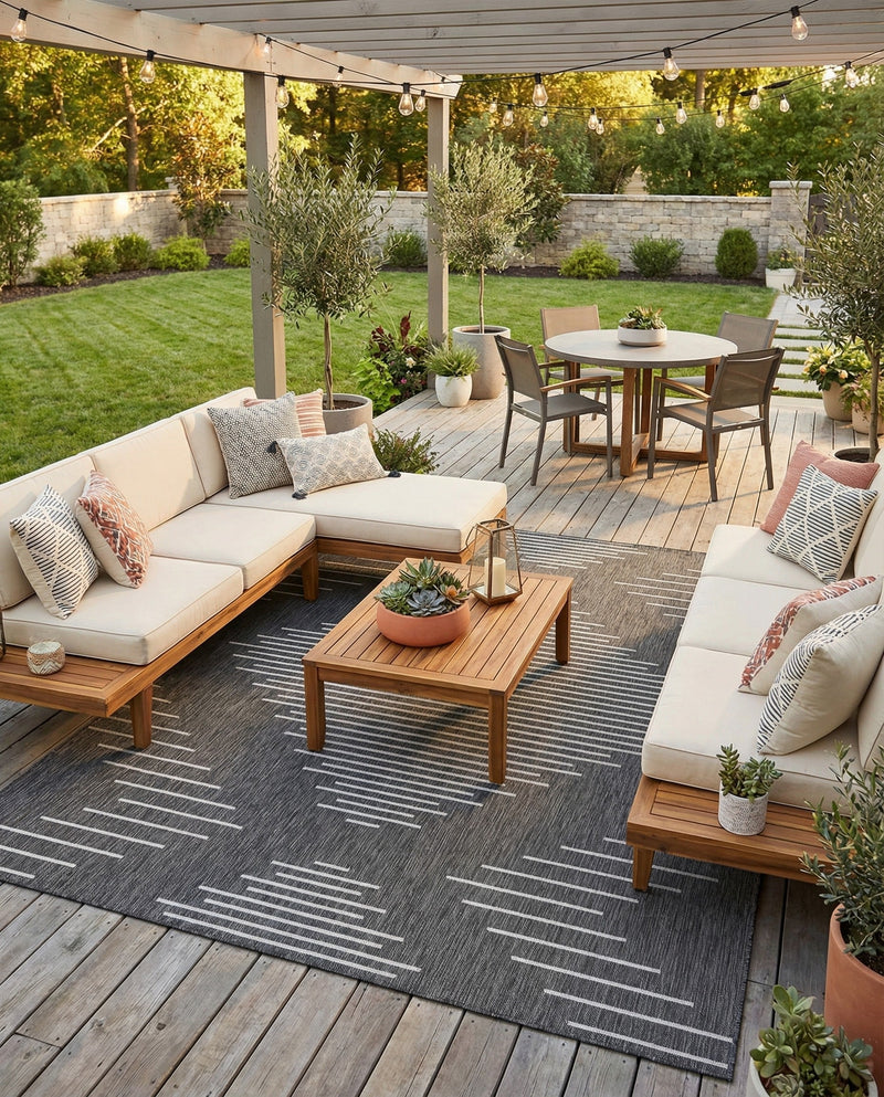 Urban Terrace Collection Area Rug -  Chelsea (Charcoal Gray) Rectangle Charcoal Gray  lifestyle 15