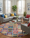 Urban Terrace Collection Area Rug -  Boardwalk Round Multi  lifestyle 72