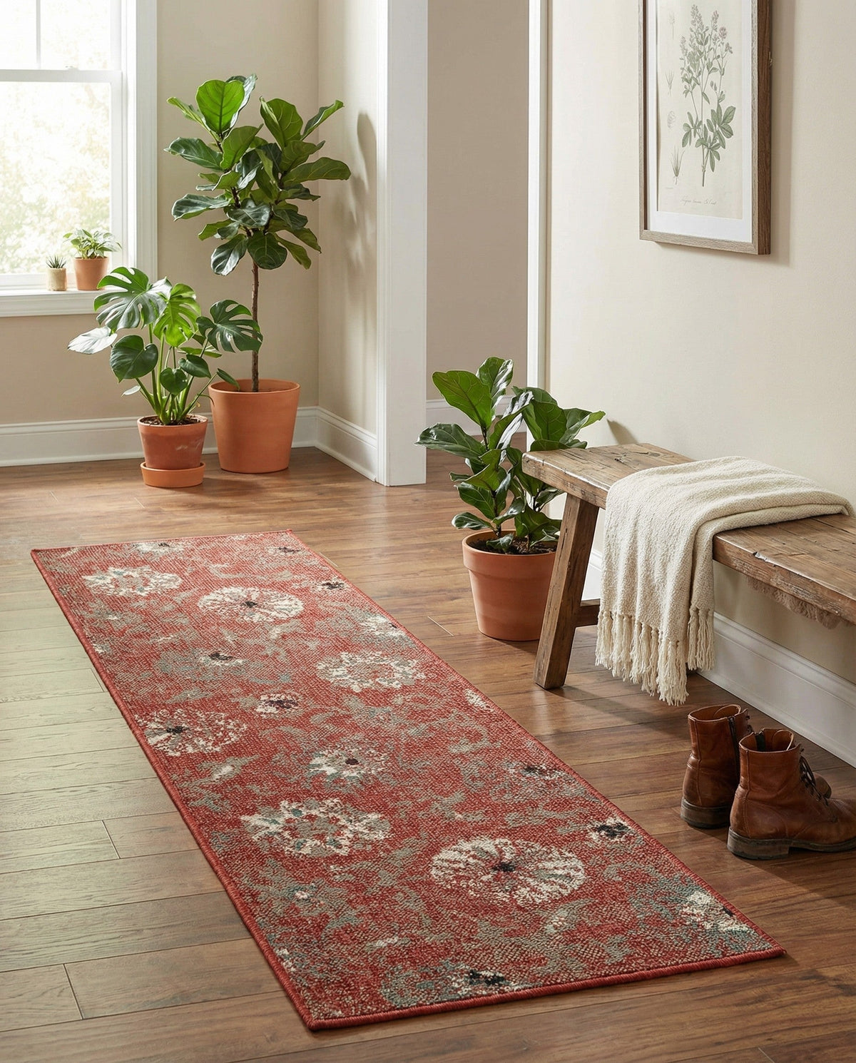 Seaside Blooms Collection Area Rug - Seychelles Runner Terracotta  lifestyle 119