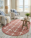 Seaside Haven Rugs Collection Area Rug - Sapphire (Rust Red) Oval Rust Red  lifestyle 60