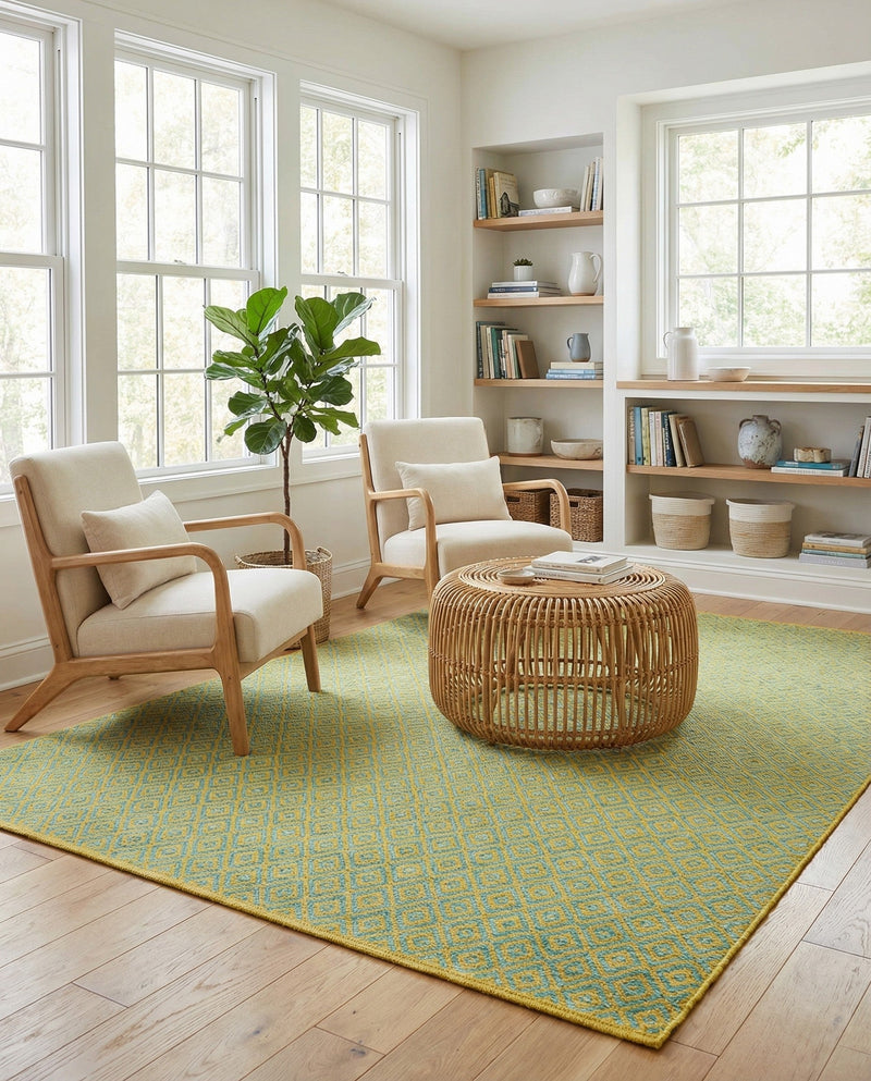 Urban Oasis Rugs Collection Area Rug -  Rooftop (Yellow and Aqua) Rectangle Yellow and Aqua  lifestyle 7