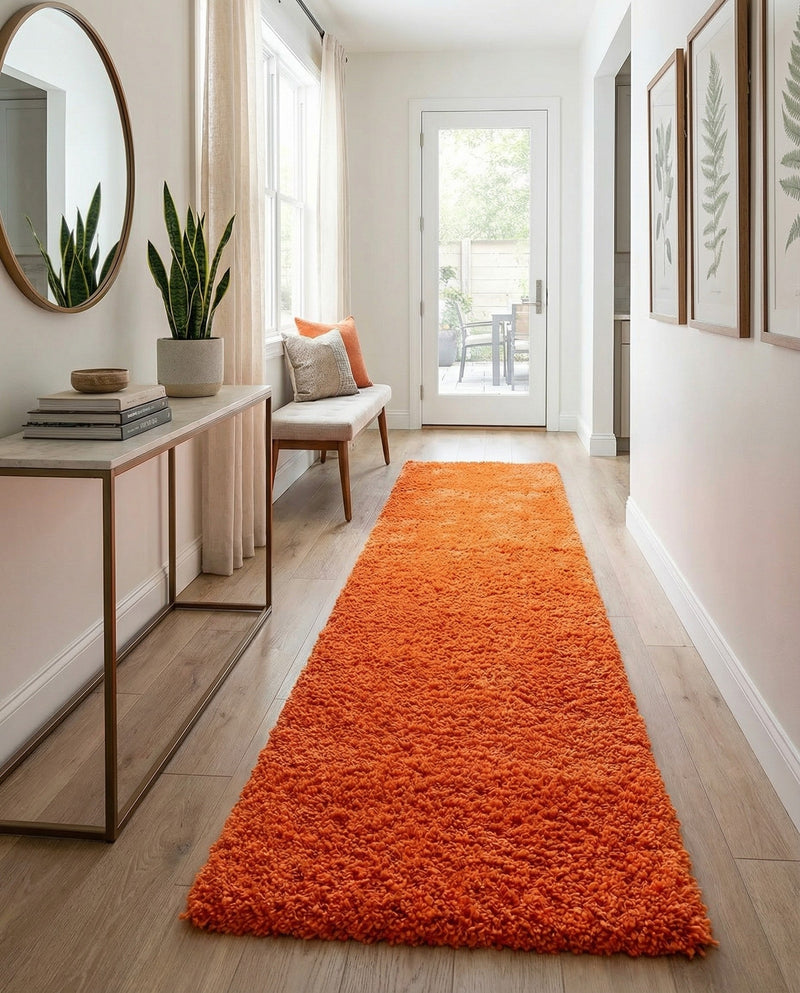 Plush Oasis Collection Area Rug - Serenity (Tiger Orange) Runner Tiger Orange  lifestyle 34