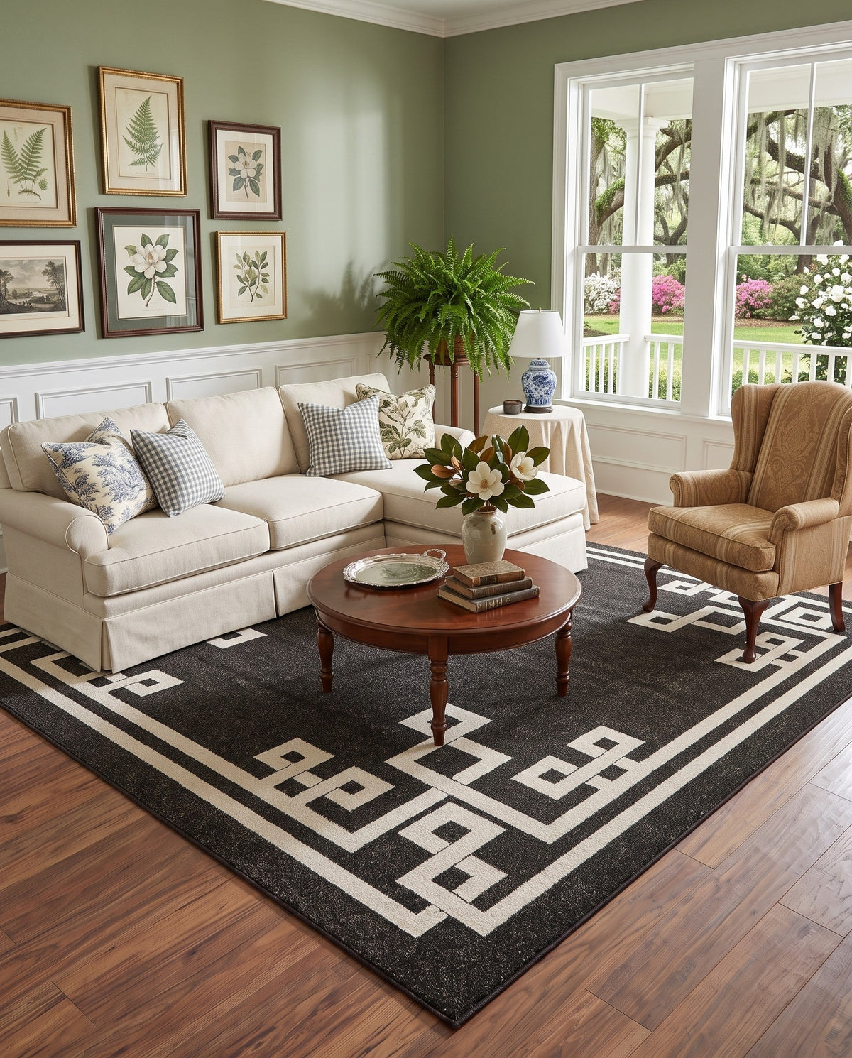 Aegean Labyrinth Collection Area Rug -  Rhodes Square Black  lifestyle 108