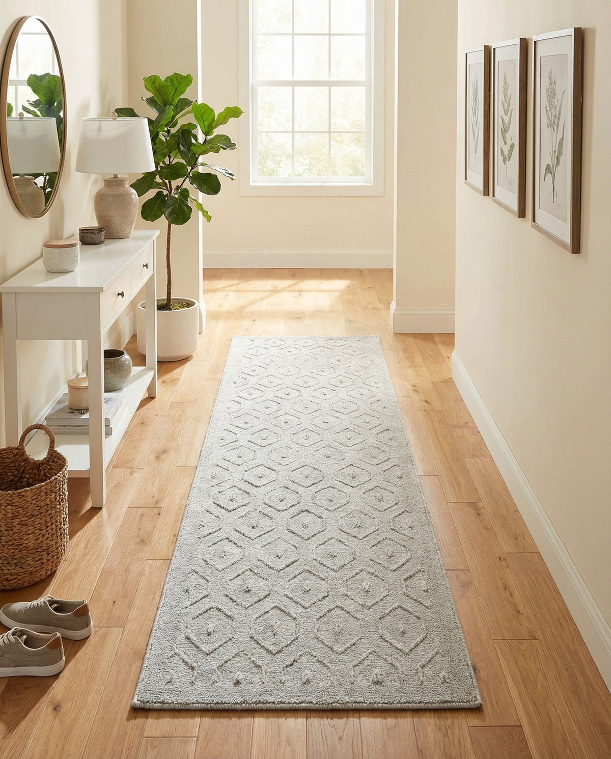 Garden Lattice Charm Collection Area Rug - Arbor (Grey) Runner Grey  lifestyle 48