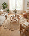 Woven Seaside Jute Collection Area Rug - Nantucket Round Natural and White  lifestyle 68