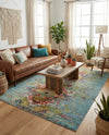 Venetian Tapestry Collection Area Rug -  SanMarco Rectangle Turquoise  lifestyle 20