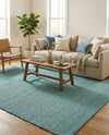 Woven Seaside Jute Collection Area Rug - Savannah (Turquoise) Rectangle Turquoise  lifestyle 24
