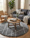 Cozy Haven Shag Collection Area Rug - Serenity (Pebble Gray) Round Pebble Gray  lifestyle 33