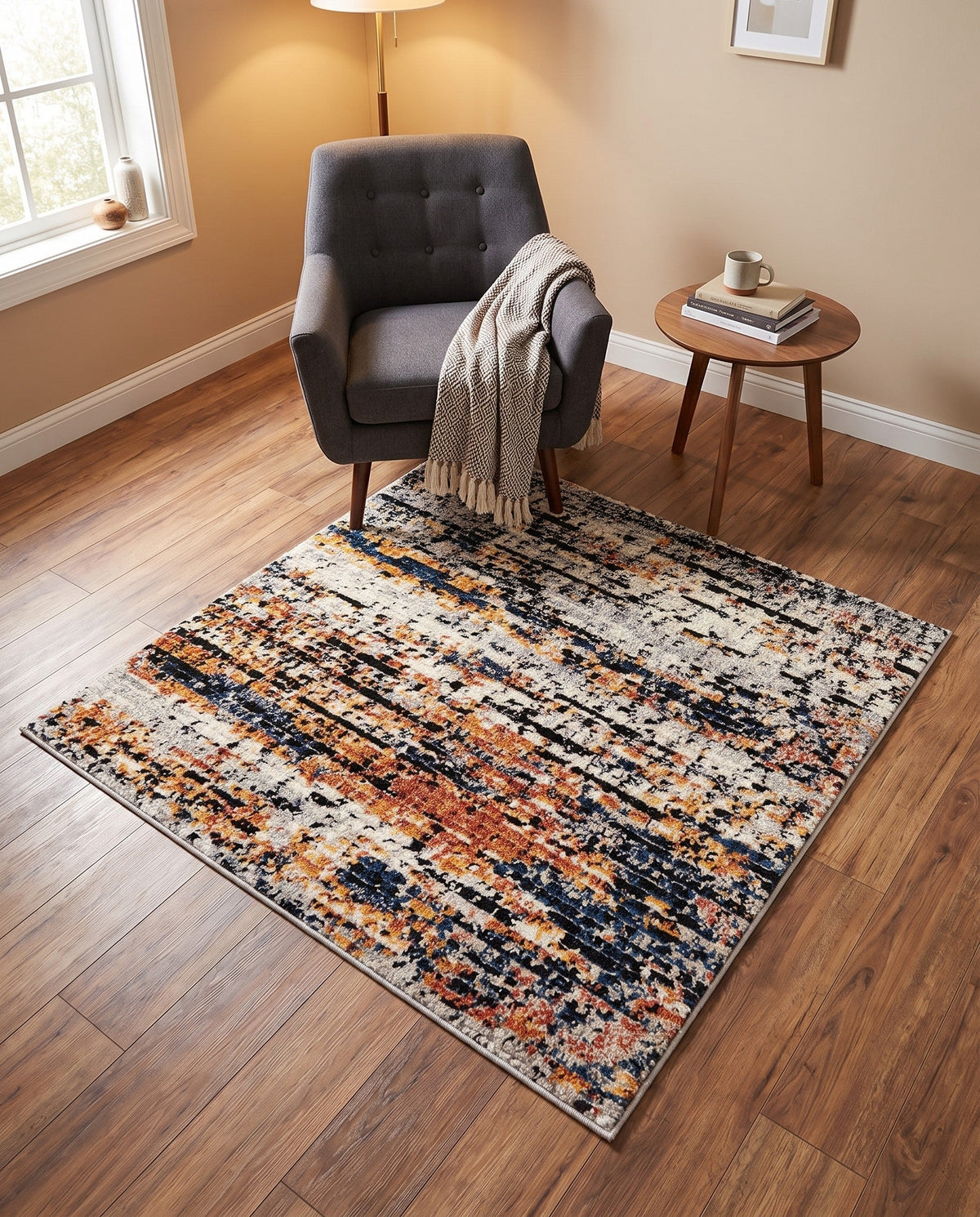 Santa Fe Trails Collection Area Rug -  Chaparral Square Multi  lifestyle 145