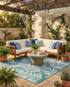 Seaside Blooms Collection Area Rug - Verdure (Light Aqua) Square Light Aqua  lifestyle 49
