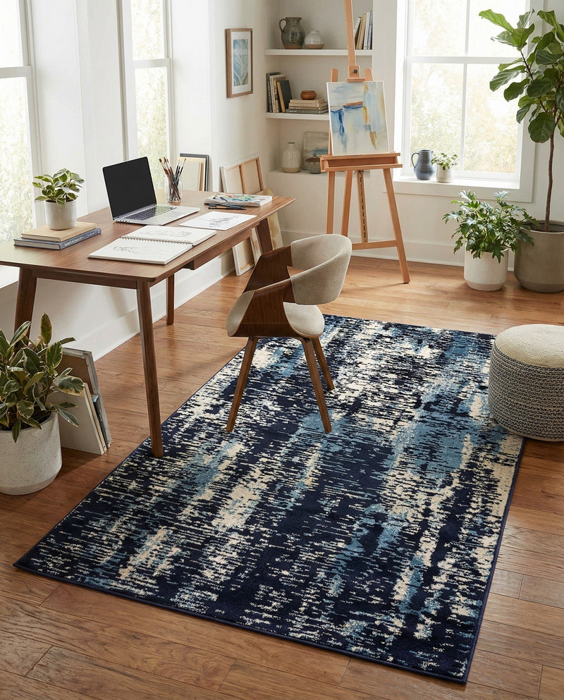 Coastal Haven Collection Area Rug -  Pelican Rectangle Navy Blue  lifestyle 13