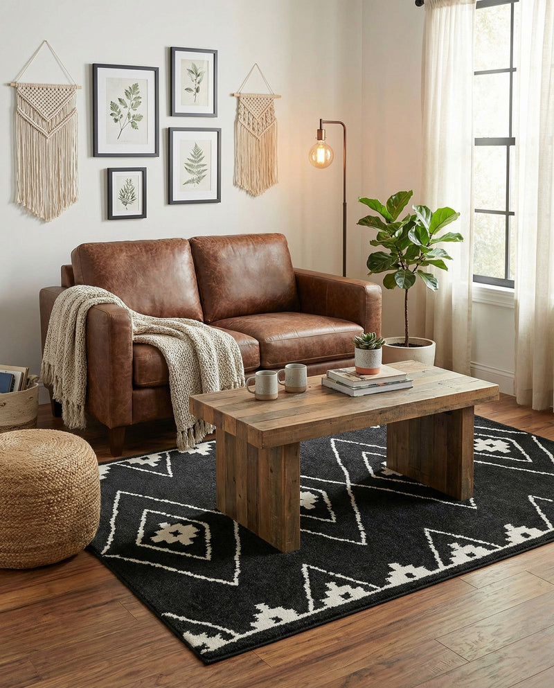 Copenhagen Edge Collection Area Rug -  Frederiksberg Rectangle Black  lifestyle 18