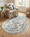 Savannah Elegance Collection Area Rug -  Tybee (Ivory Aqua) Oval Ivory Aqua  lifestyle 77