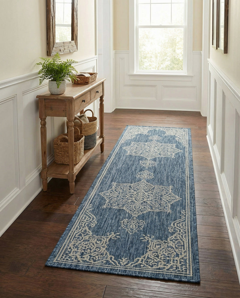 Patio Heritage Collection Area Rug -  Charleston (Blue) Runner Blue  lifestyle 58