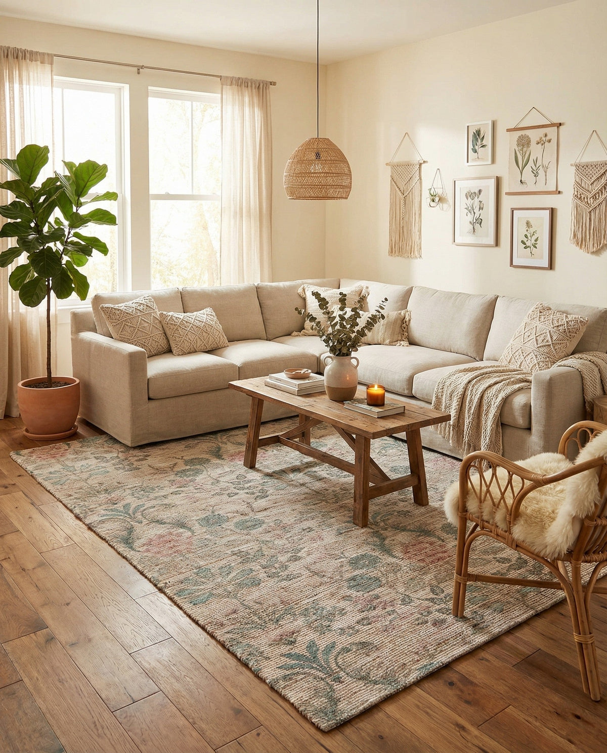 Savannah Threads Collection Area Rug -  Mendocino Rectangle Ivory  lifestyle 14