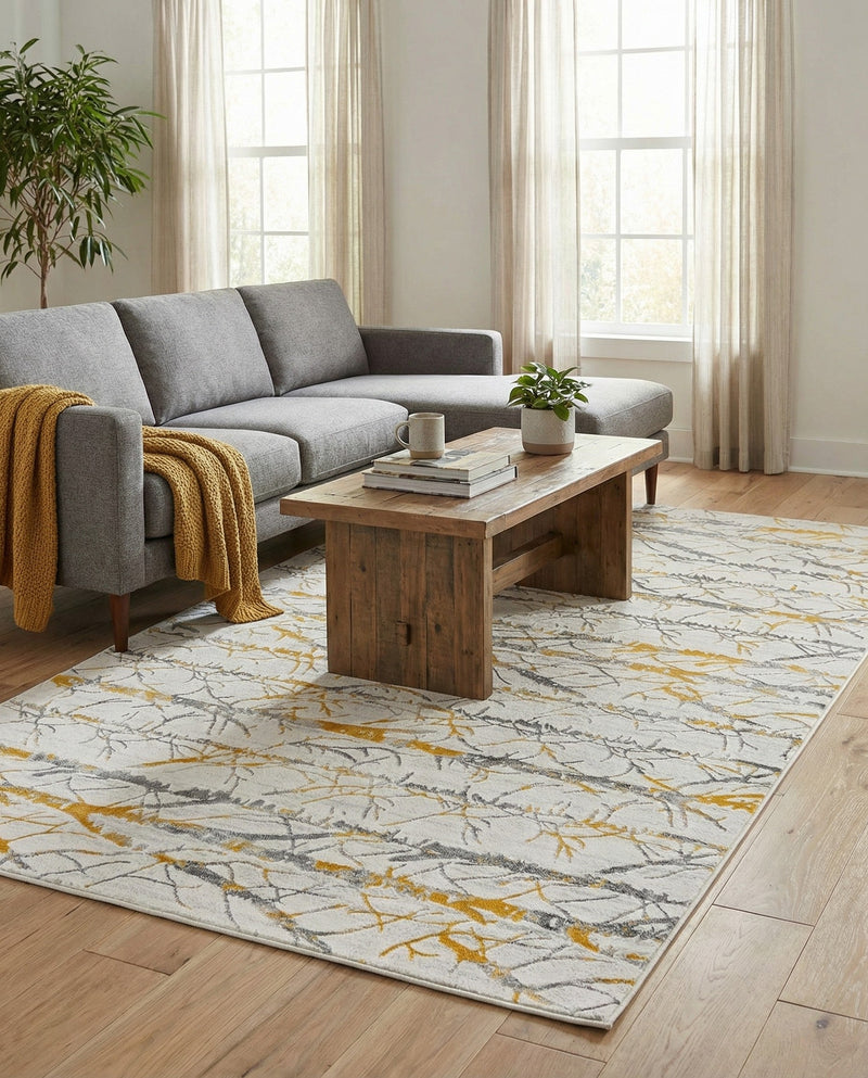 Bloomsbury Elegance Collection Area Rug -  Soho Rectangle Yellow and Gray  lifestyle 22