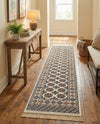 Samarkand Elegance Collection Area Rug -  Margilan (Ivory) Runner Ivory  lifestyle 63