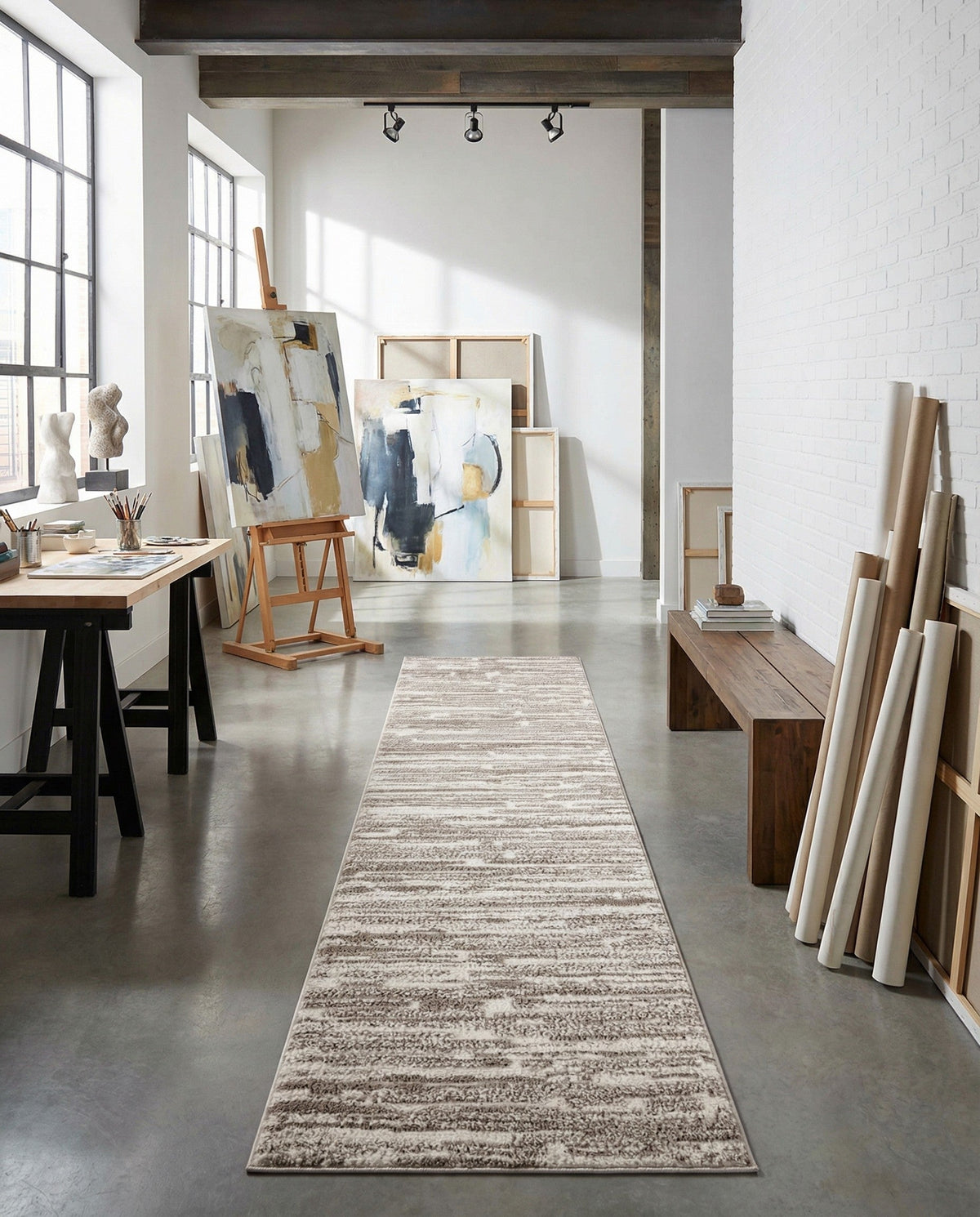 Sienna Collection Area Rug -  Rome Runner Ivory  lifestyle 157