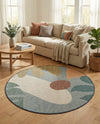 Coastal Terrace Collection Area Rug -  Boardwalk Round Blue  lifestyle 61