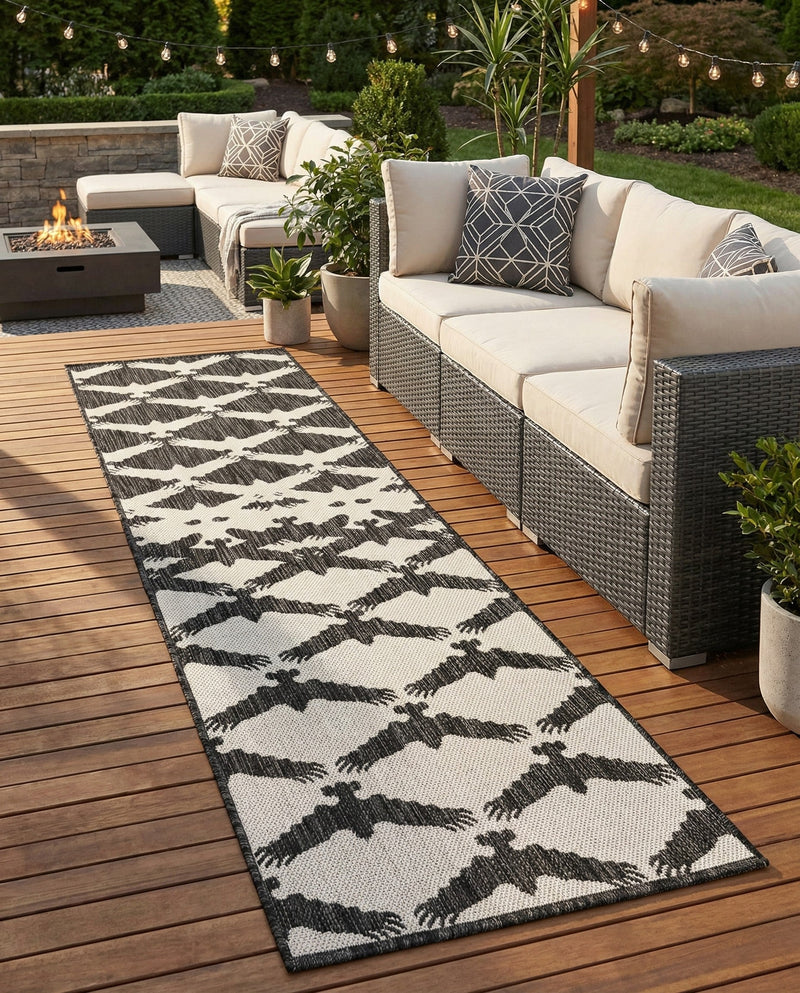 Urban Terrace Collection Area Rug -  Gramercy Runner Black and White  lifestyle 31