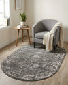 Riviera Elegance Collection Area Rug - Antibes (Dark Gray) Oval Dark Gray  lifestyle 96