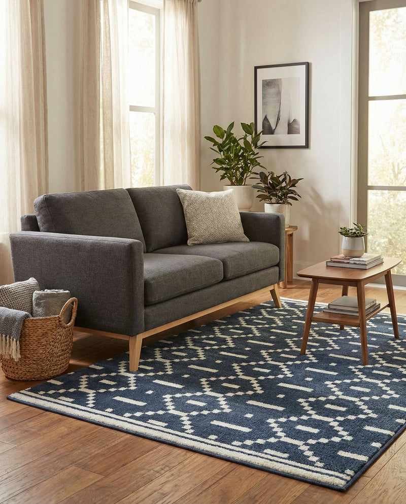 Copenhagen Edge Collection Area Rug -  Tivoli Rectangle Blue  lifestyle 33