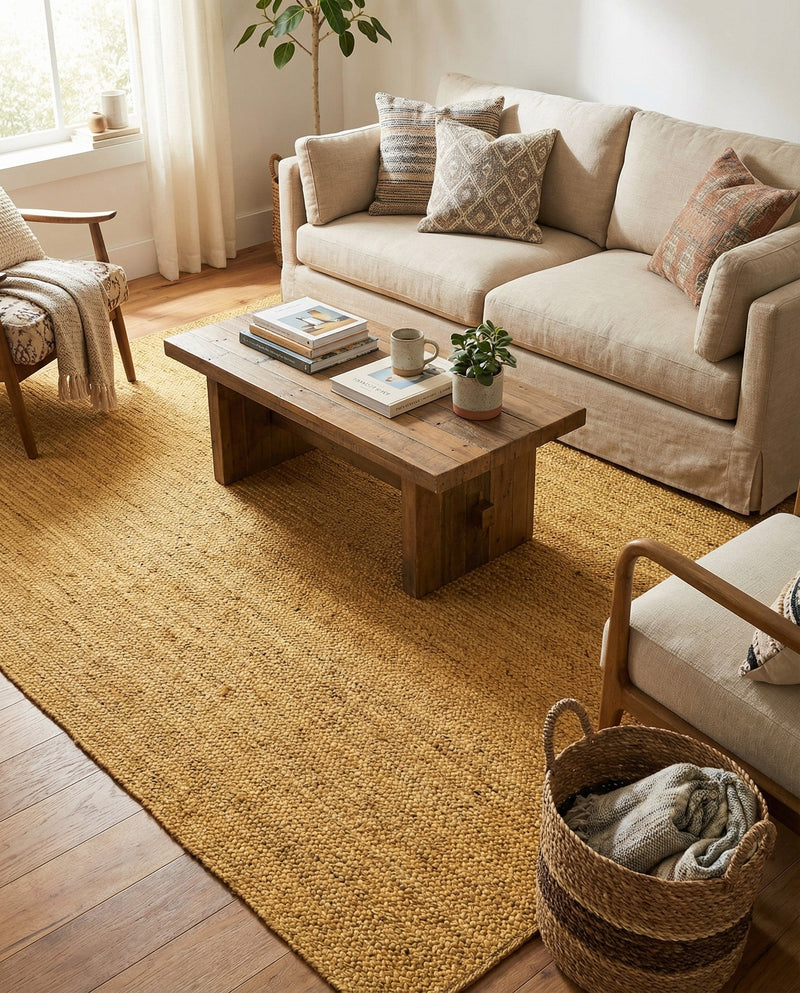 Woven Seaside Jute Collection Area Rug - Savannah (Yellow) Rectangle Yellow  lifestyle 25